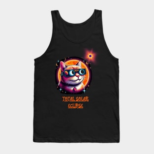 Total Solar Eclipse 2024 Cat Wearing Solar Eclipse Glasses Tank Top